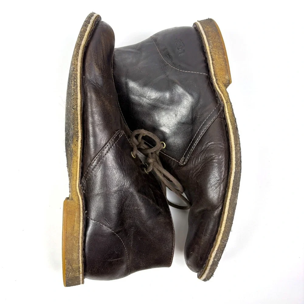 UGG Leighton‎ Chukka Boots Mens Sz 12 Chocolate Brown 3275 Sherpa Insoles